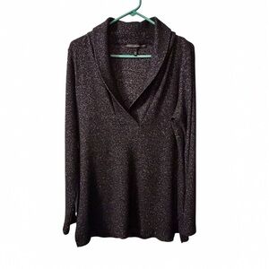 WHBM Black Metallic Shimmer Cowl Neck Sweater Size L